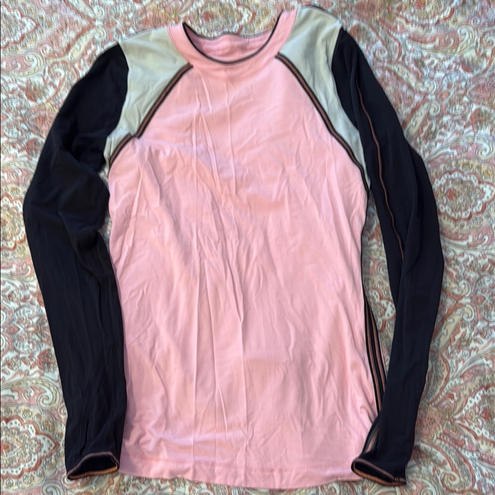 Lululemon Athletica Pink Raglan Long Sleeve Fitted Tee